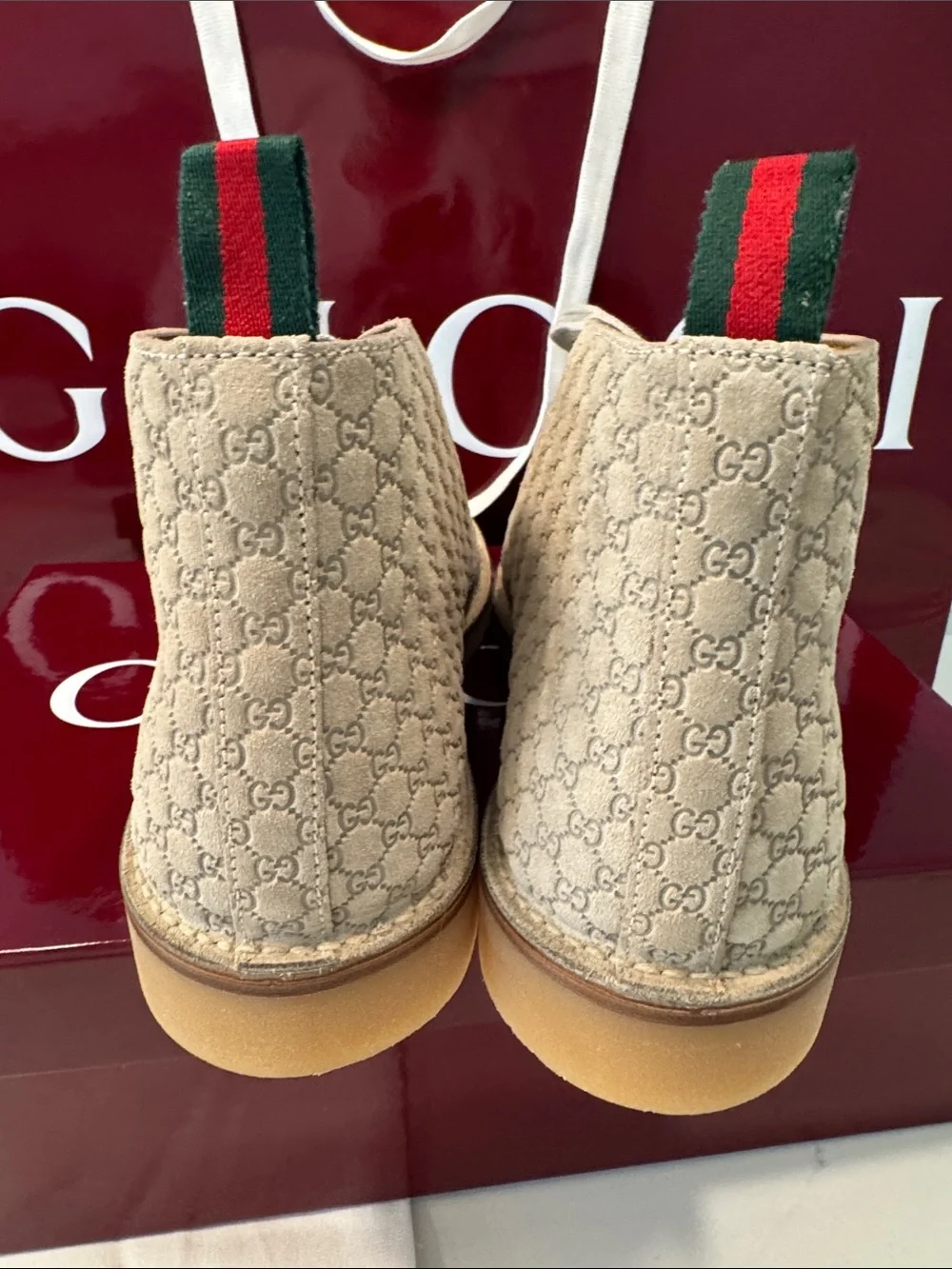 Gucci New  Beige GG Suede Chukka Boots Oatmeal EUR 10 US 11